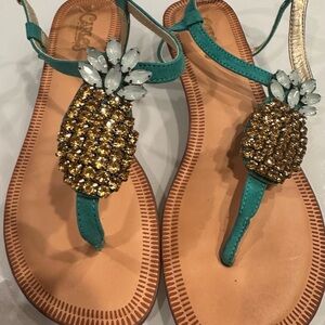 Carlos Santana Rhinestone Pineapple Sandals Size 6.5